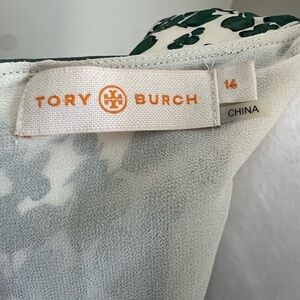 Tory Burch Silk White and Dark Green Dress